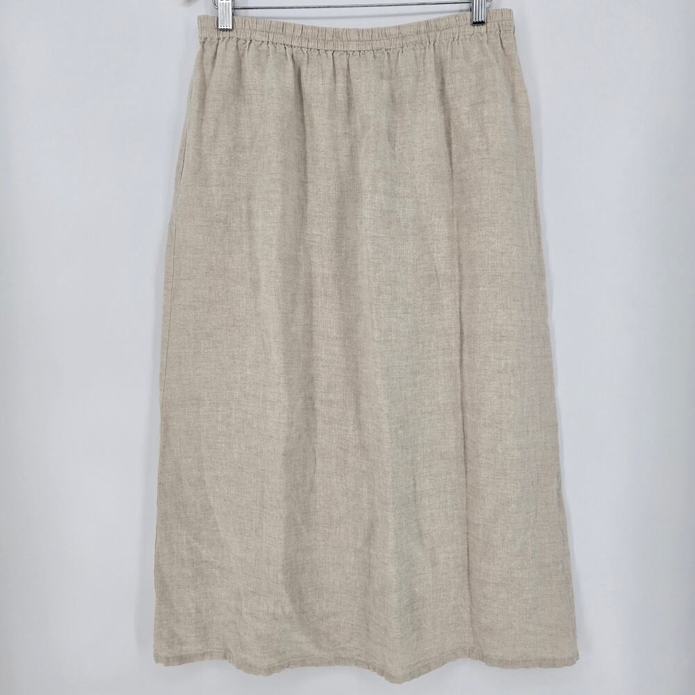 Talbots 100% Irish Linen Midi Skirt Neutral – L - Picture 1 of 9